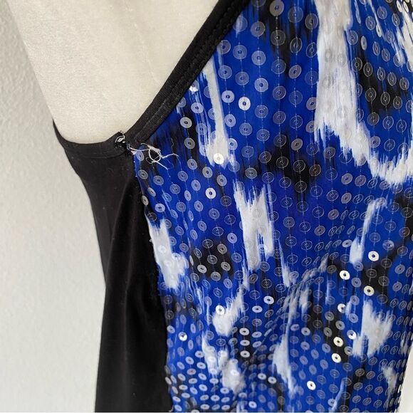 Vince Camuto Black Blue Sequin Tank SZ M - Picture 3 of 13